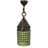 Tiffany Studios Early Moorish Chain Mail Hall Lantern. Reticulated and incised design . Greenish