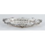 Tiffany & Co. Makers Sterling Silver Footed Tray with Shell and Floral Repousse. Signed and numbered