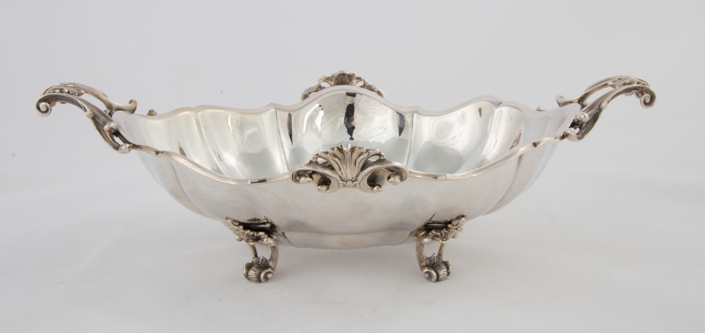 Buccellati Sterling Silver Serving Piece. Scrolled feet and handles. 18.8 ozt . Ht. 3 1/2" W 12 1/2"