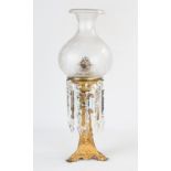 Cornelius and Baker Astral Lamp on Gilt Bronze Base. 19th century. Period shade . Mismatched prisms.