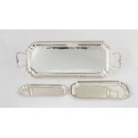 Three Buccellati Sterling Silver Rectangular Trays. 40 ozt . Max. 19" x 7". Online bidding