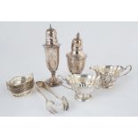 Group of Various Sterling Silver Table Articles. Casters, monogrammed, Ht. 8"; 12 Gorham nut dishes,