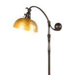 Tiffany Studios NY, Counter Balance Adjustable Bronze Floor Lamp. Early 20th century. With gold