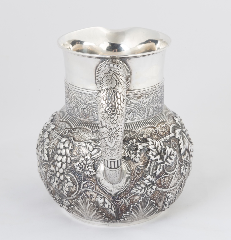 Tiffany & Co. Makers Sterling Silver Repousse Water Pitcher with Moorish Design. 3077, 1972, M. - Image 2 of 3