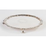 Sterling Silver Salver with Gadrooned Border and Claw and Ball Feet. 39 ozt . Dia. 14" Ht. 1 3/4". A