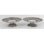 Pair of Tiffany & Co. Makers Sterling Silver Heavy Repousse Fern and Flower Tazzas. Signed and