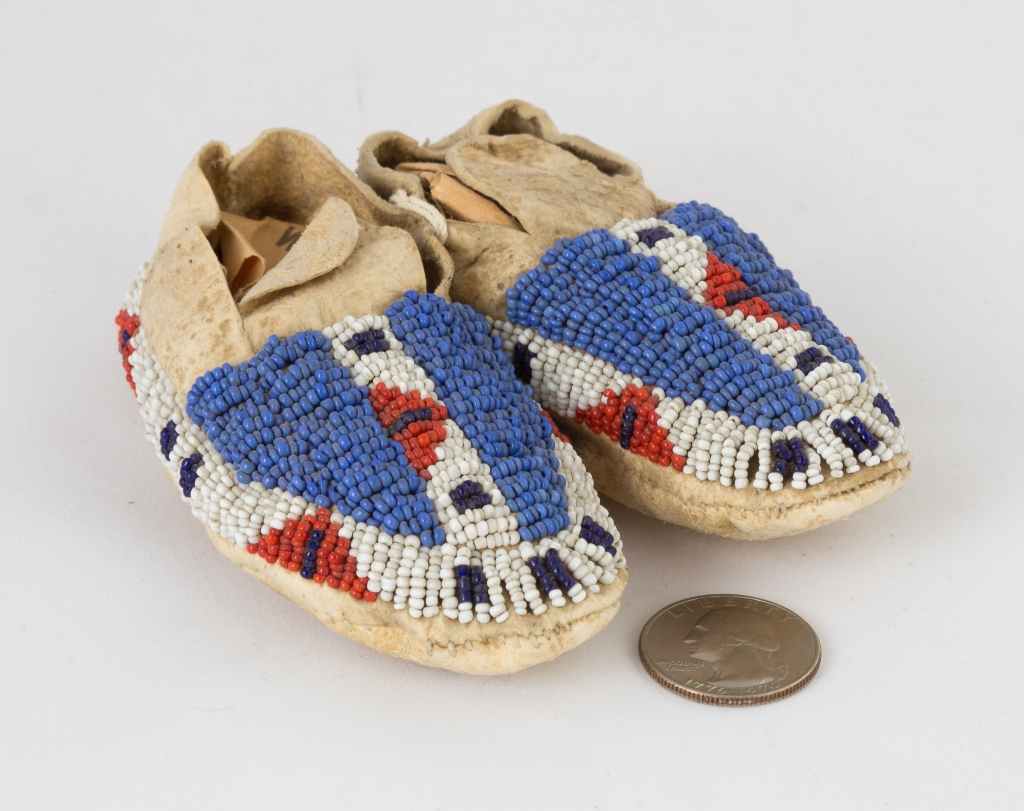 Pair of Sioux Baby's Moccasins. Pair of Sioux Baby's Moccasins . L 4 1/2" W 2" Ht. 1 1/2". Online