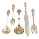Group of Sterling Silver Serving Pieces. Including Egyptian revival, Ball, Black & Co; Alvin;