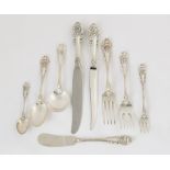 Wallace Sterling Silver Flatware - Sir Christopher Pattern. 134 pieces; 130 ozt. Weighable; 14