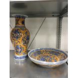 A reproduction Kangxi Dynasty large vase and bowl.