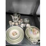 A quantity of Grey's pottery together with ten Susie Cooper plates and two terrines.