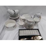 Various china items to include the residue of two tea sets together with a boxed gold plate cake