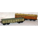 HORNBY O Gauge and LEEDS MC - Hornby No 2 LMS Grey High Capacity Wagon (Fair) and Leeds Standard