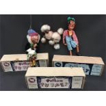 Three Pelham Puppets, c.1940's/'50s: Type SM Sandy Macboozle (VG in G box with leaflet) SS Pinocchio