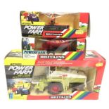 Three Britains Power Farm models: 9323 Claas Self-Propelled Forage Harvester; 9341 Vicon Towed