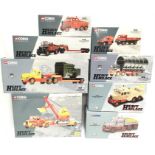 Eight Corgi Heavy Haulage 1/50 scale models: CC12302; CC11101; #55501; #13902; #31006; #17501; #