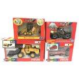 Four Britains Farm and Construction models: 9509 Logmaster Timber Grapple; 9440 JCB Fastrac 1135;