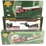 Three Corgi 1/50 scale Eddie Stobart models: CC12203 Scania Low Loader; CC12610 Scammell Crusader