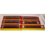 BACHMANN and HORNBY 6 x BR(M) Crimson and Cream Coaches - Bachmann 57' Porthole Coaches Nos 39-460/