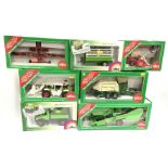 Seven Siku Farm Series 1/32 scale farm implements and vehicles, includes #3455 Claas Ranger 911T and