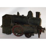 A vintage BING Black lined Red live steam 2-2-0T with Red lined Wheels and open Cab - Brass Boiler