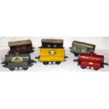 HORNBY O Gauge 6 x No1 Wagons - SR Brown Brake Van with Gold lettering and Type 2 chassis - SR Brown