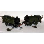 HORNBY 0 Gauge 2 x No 101 GWR Green C/W 0-4-0T's # 6600 - both are Excellent C/W chassis with Keys -