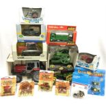Quantity of ERTL and other tractors and farm implements, includes ERTL #3070 1/16 scale Massey