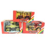 Three Britains Tractors: 9521 Volvo Tractor; 9525 Mercedes-Benz Tractor (mould residue inside box