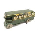 Wells (England) Greenline Single Decker Bus: large scale tinplate clockwork model with tinplate