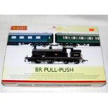 HORNBY R3087 'BR Pull -Push' Train Pack comprising a BR(S) Green Class M7 0-4-4T # 30029 DCC ready -