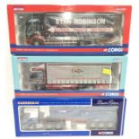 Three Corgi 1/50 scale trucks: Rigids CC13903 Foden Alpha Curtainside Lorry - Stan Robinson Ltd.;