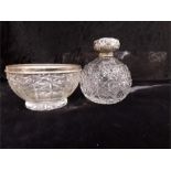 Two silver mounted cut glass items.
