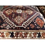 Two heavy Persian needlework carpet cushions with other tapestry french design cushions.