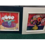 Two oils on board Tulips by Mary Pattinson in frame see reverso.