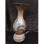 A Chinese Cloisonne vase decorated stylized Dragon blue/green/ red.