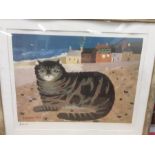 A tabby cat on the beach print by Mary Fedden 191/500.