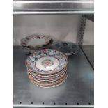 A quantity of porcelain and pottery plates. inc chinese export, two chrysanthemum chinese plates and