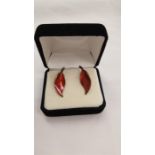 David Andersen red silver gilt enamel earrings.