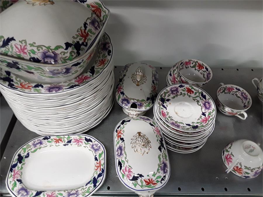 A large collection of Copeland Spode floral dinner china to include soup dinner courses turrens