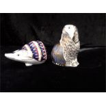 Royal Crown Derby paper weights, Old Imari Hedgehog together with a King Charles Spaniel.