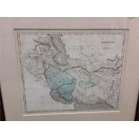 A quantiy of maps including Independent tartary steel plate engraving with other maps framed and