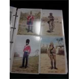 Three albums containing Military Regiment postcards.