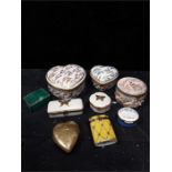 A quantity of small trinket boxes, pill, to include many by Limoges, made for Harrods.