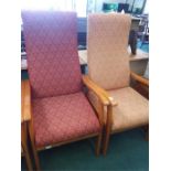 Two high back nursing chairs.