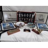 Nautical items to include three Minerva ware Crown Staffordshire Lifeboat collector's plates,