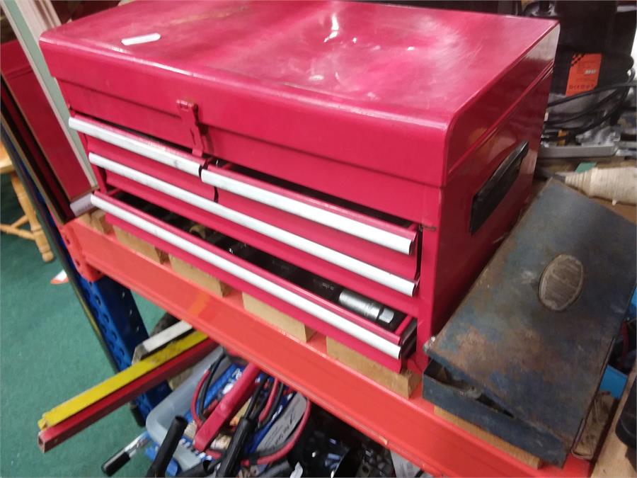 A four drawer toolbox together with a King Dick socket set. (ag144491).