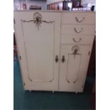 A french style tallboy with two cupboards and three drawers.