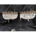 Two cut glass chandeliers (not perfect).