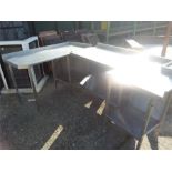 A selection of stainless steel kitchen tables.